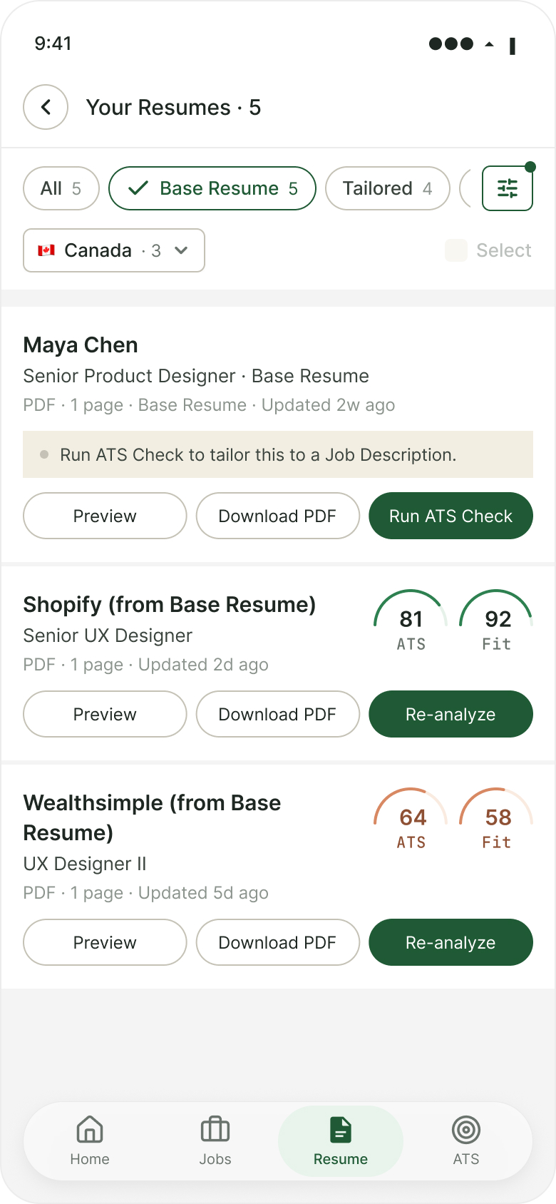 Filter · My resume