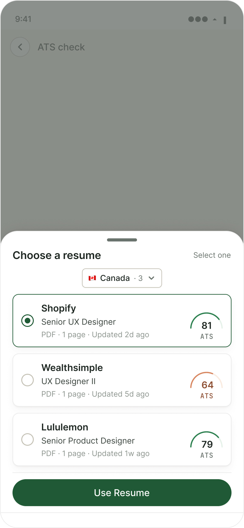 Pick resume