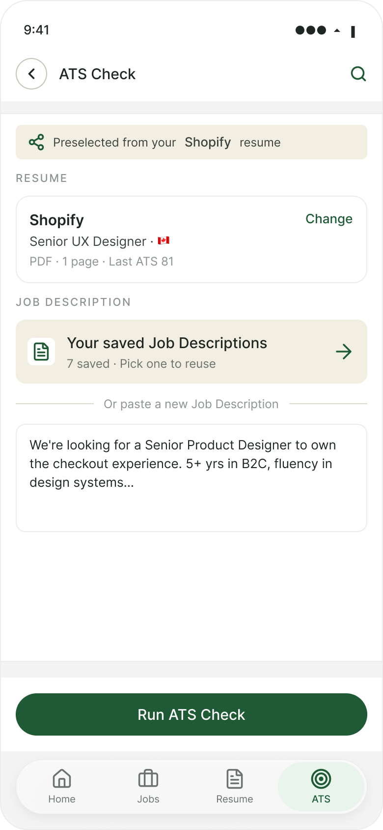 Ready · from Resume tab