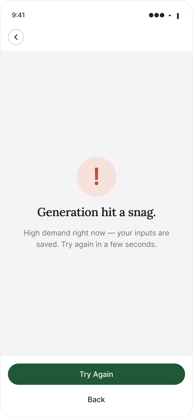 Error · Resume generation failed