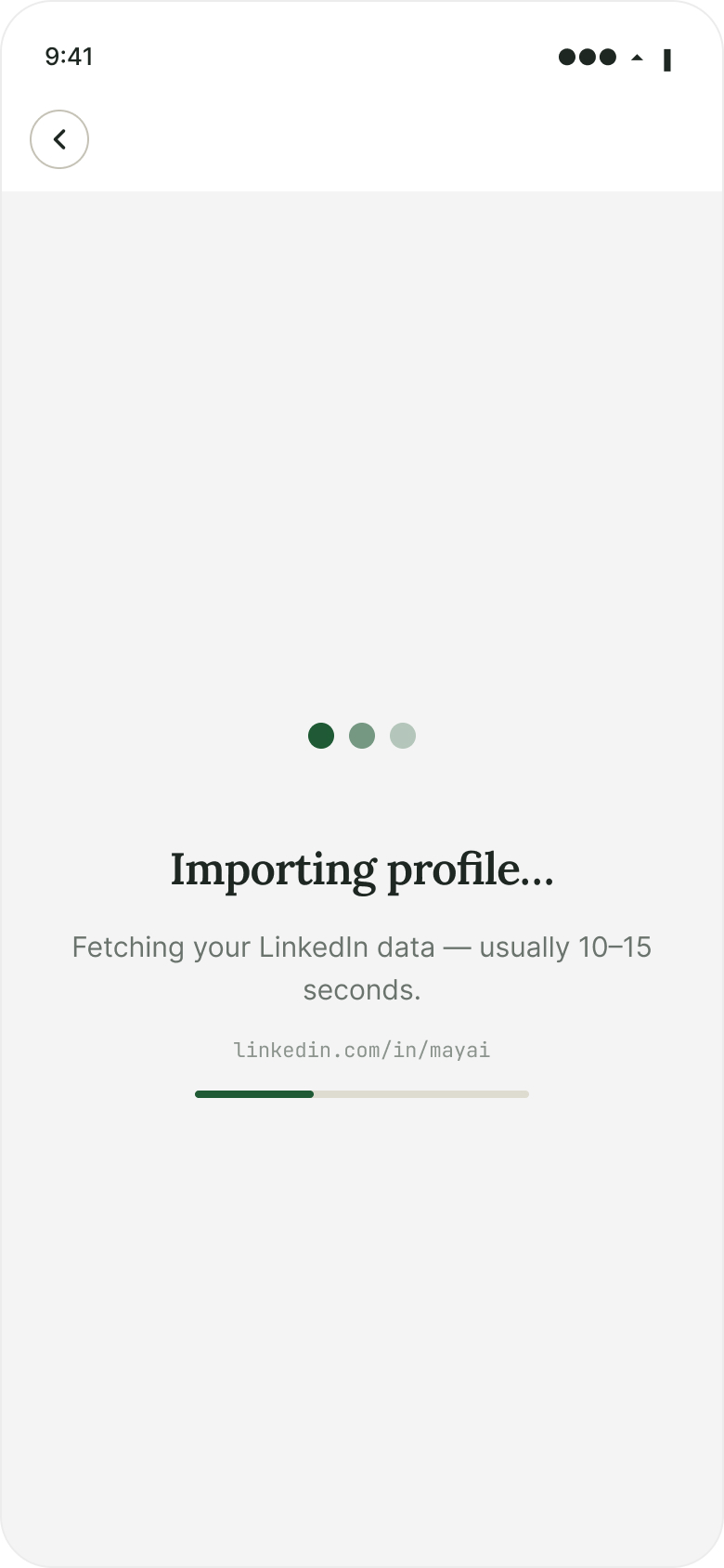 Loading · Importing profile