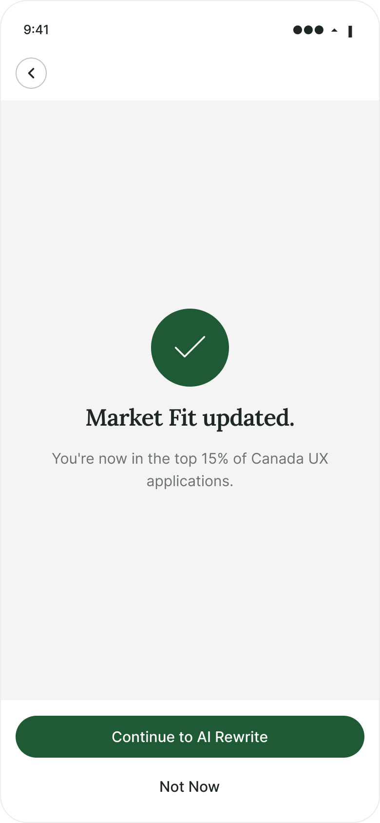 Success · Market Fit updated