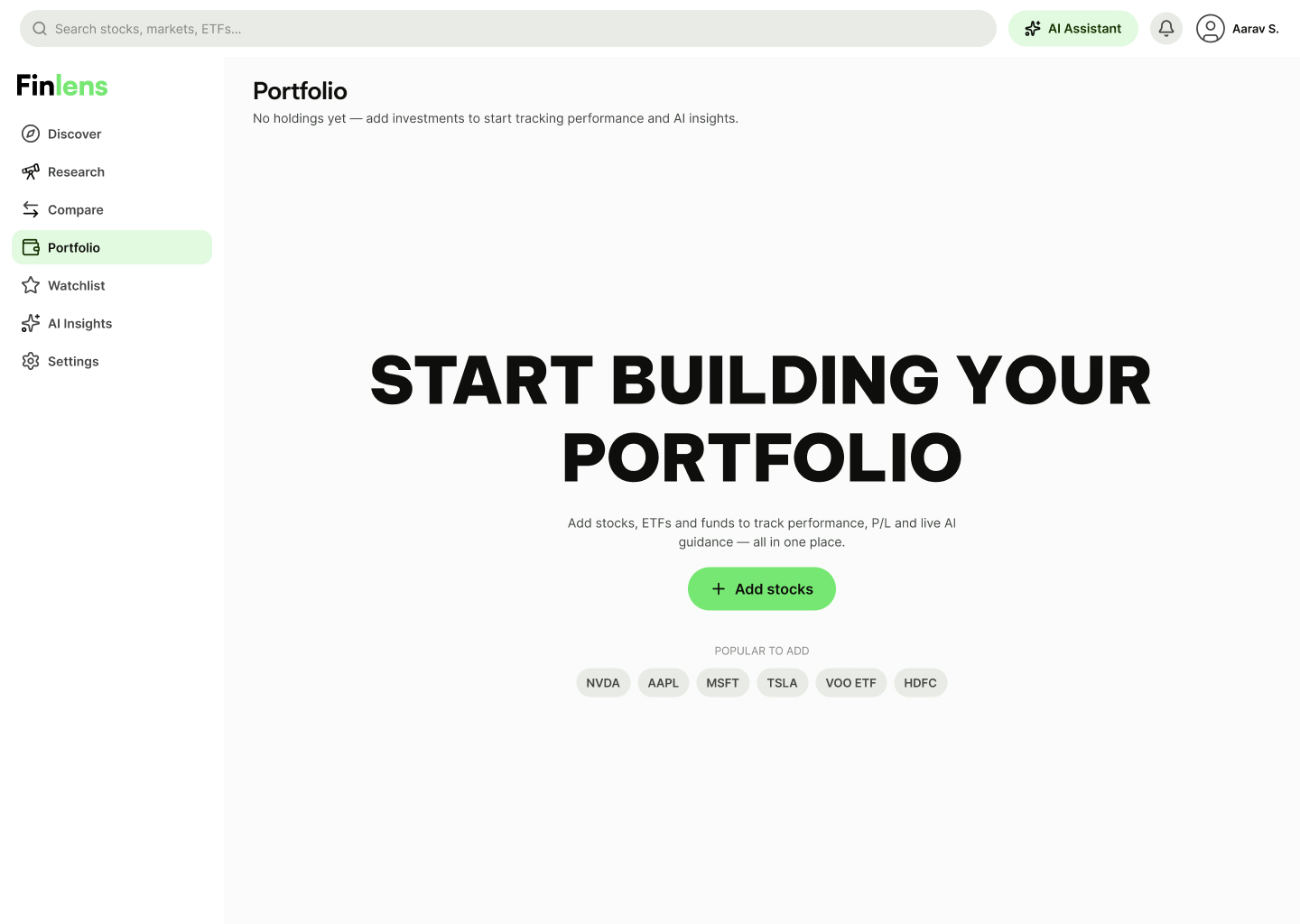 HF · Portfolio — Empty