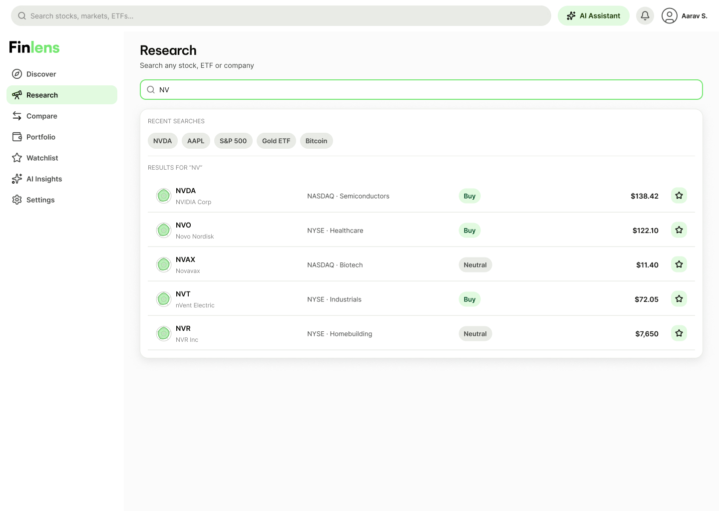 HF · Research — Search (Returning)