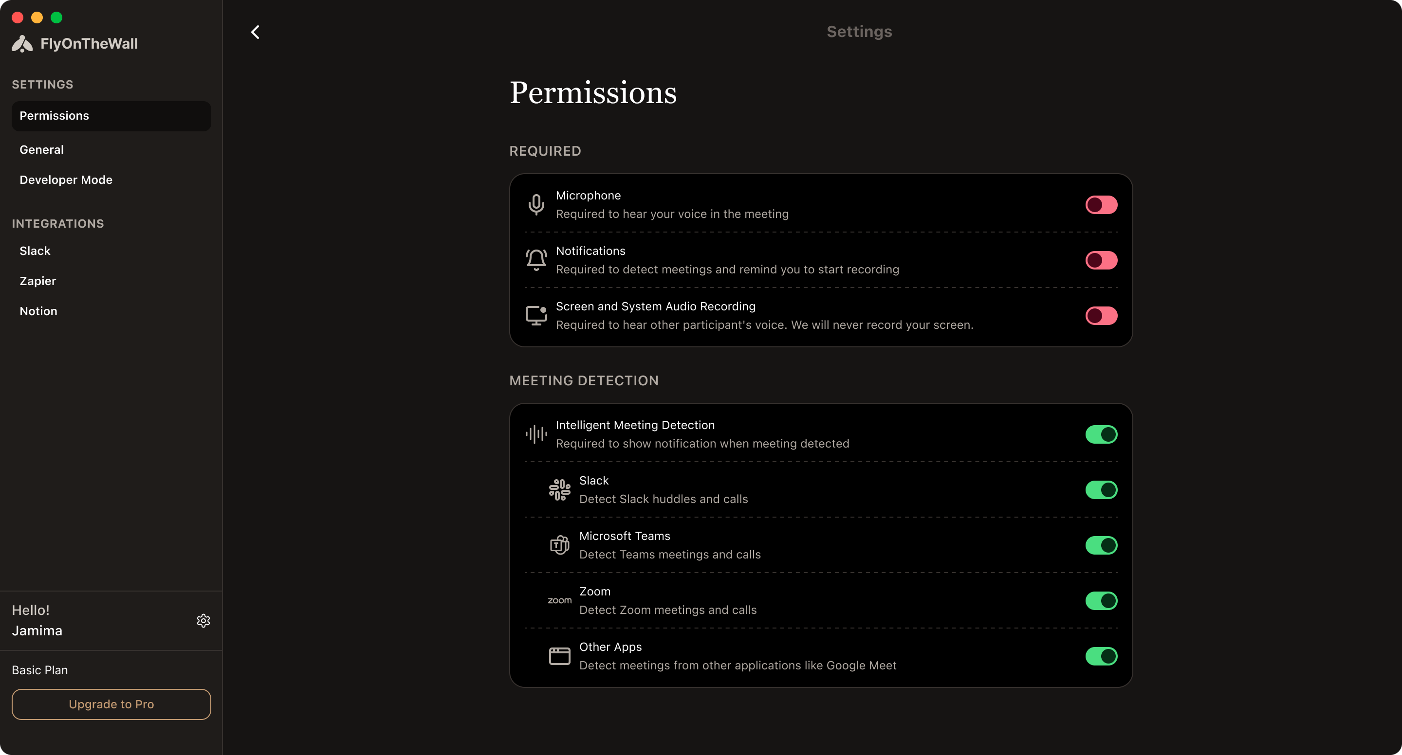Settings · permissions