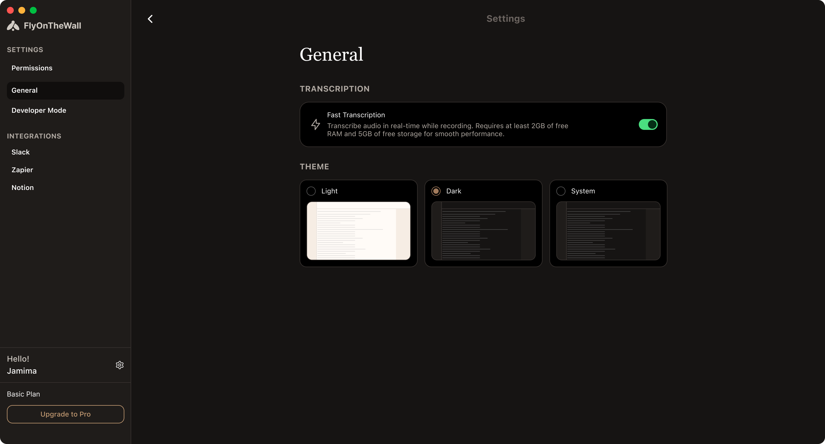 Settings · general