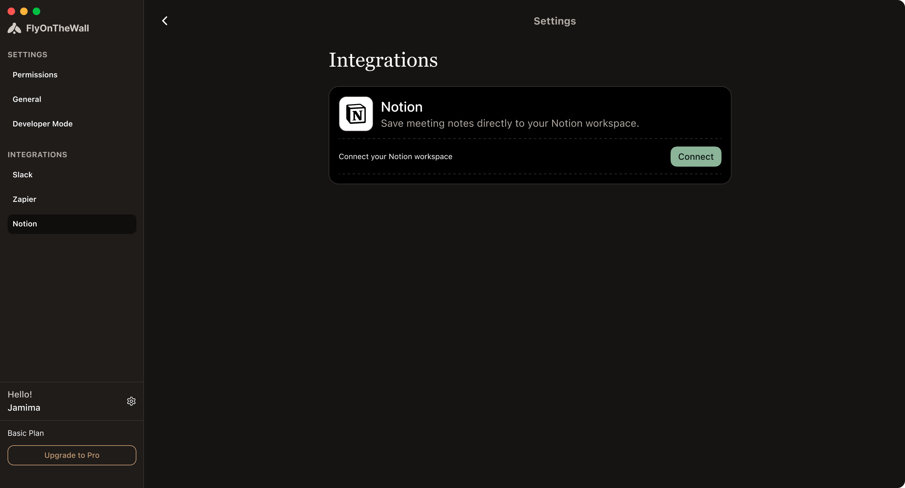 Settings · integrations