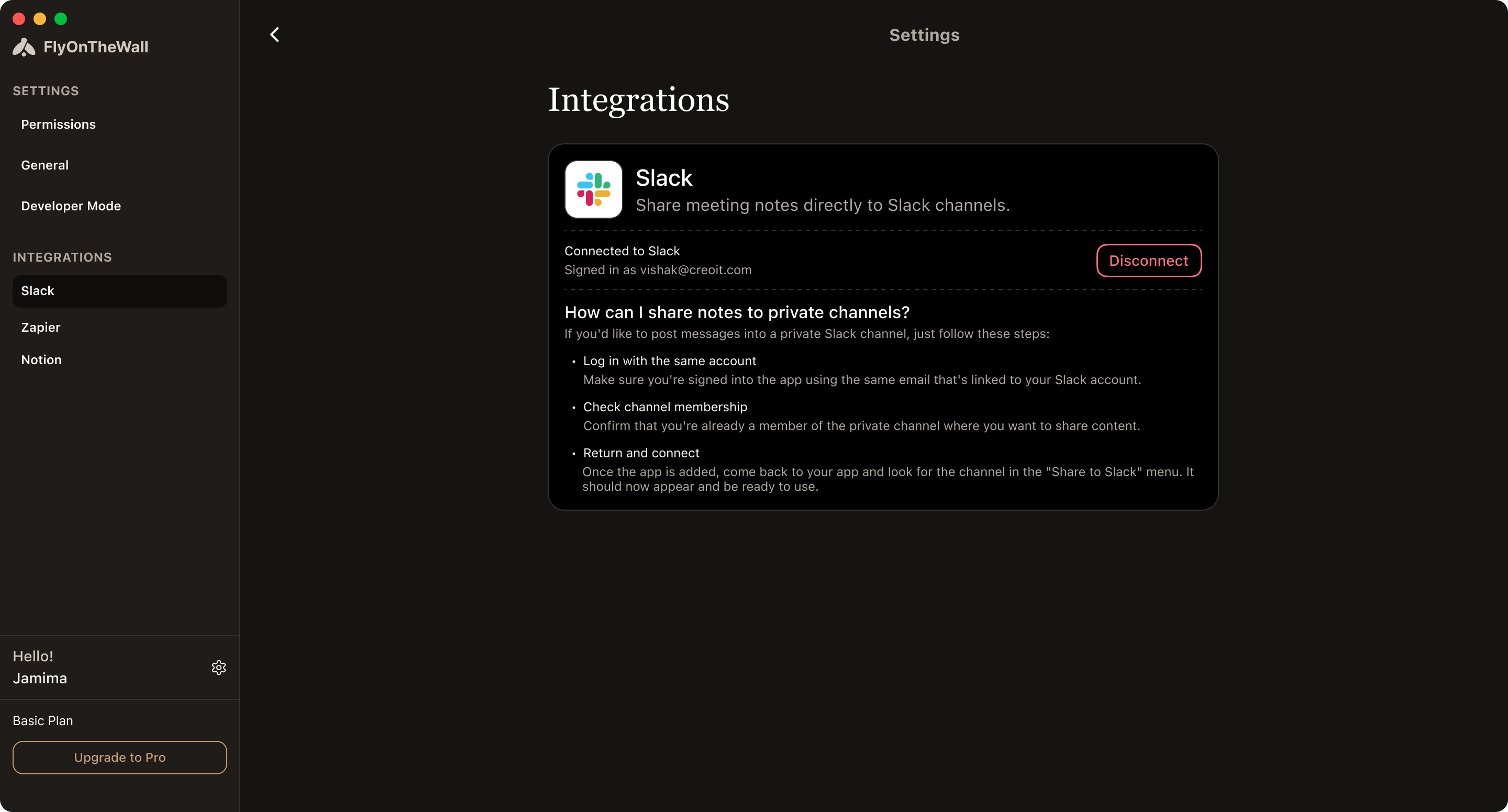 Integrations · Slack