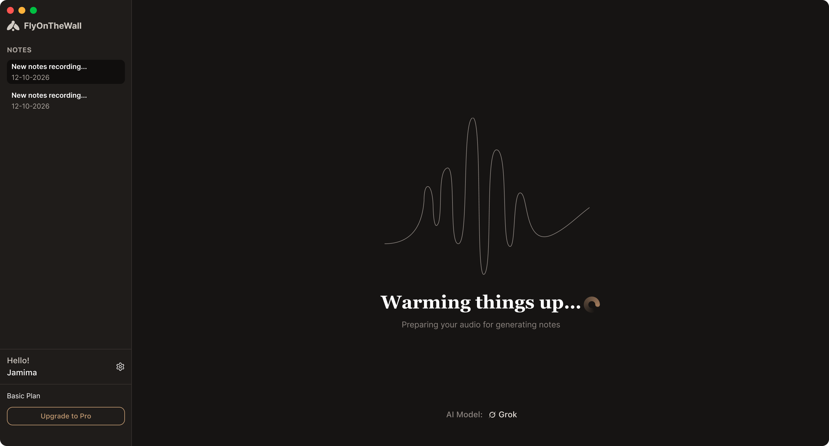 Warming up · model open