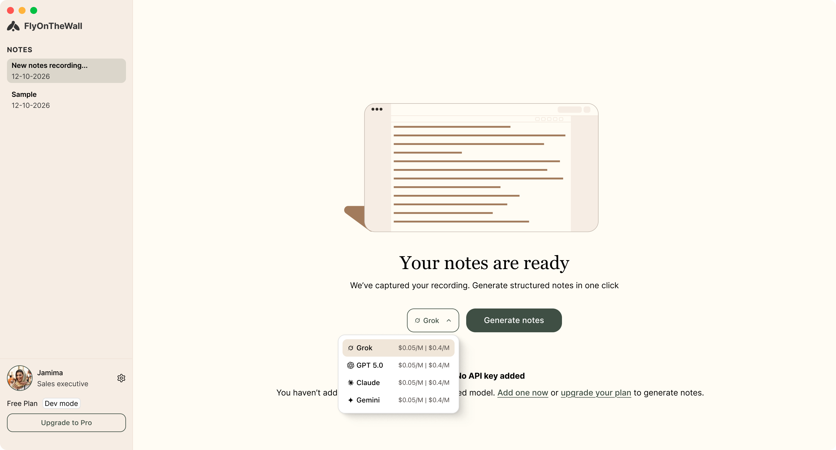 Notes ready · dev mode