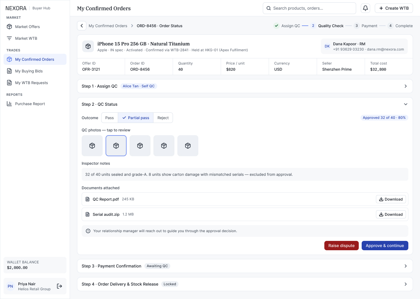 B4d · Order › Step 2 — QC Review