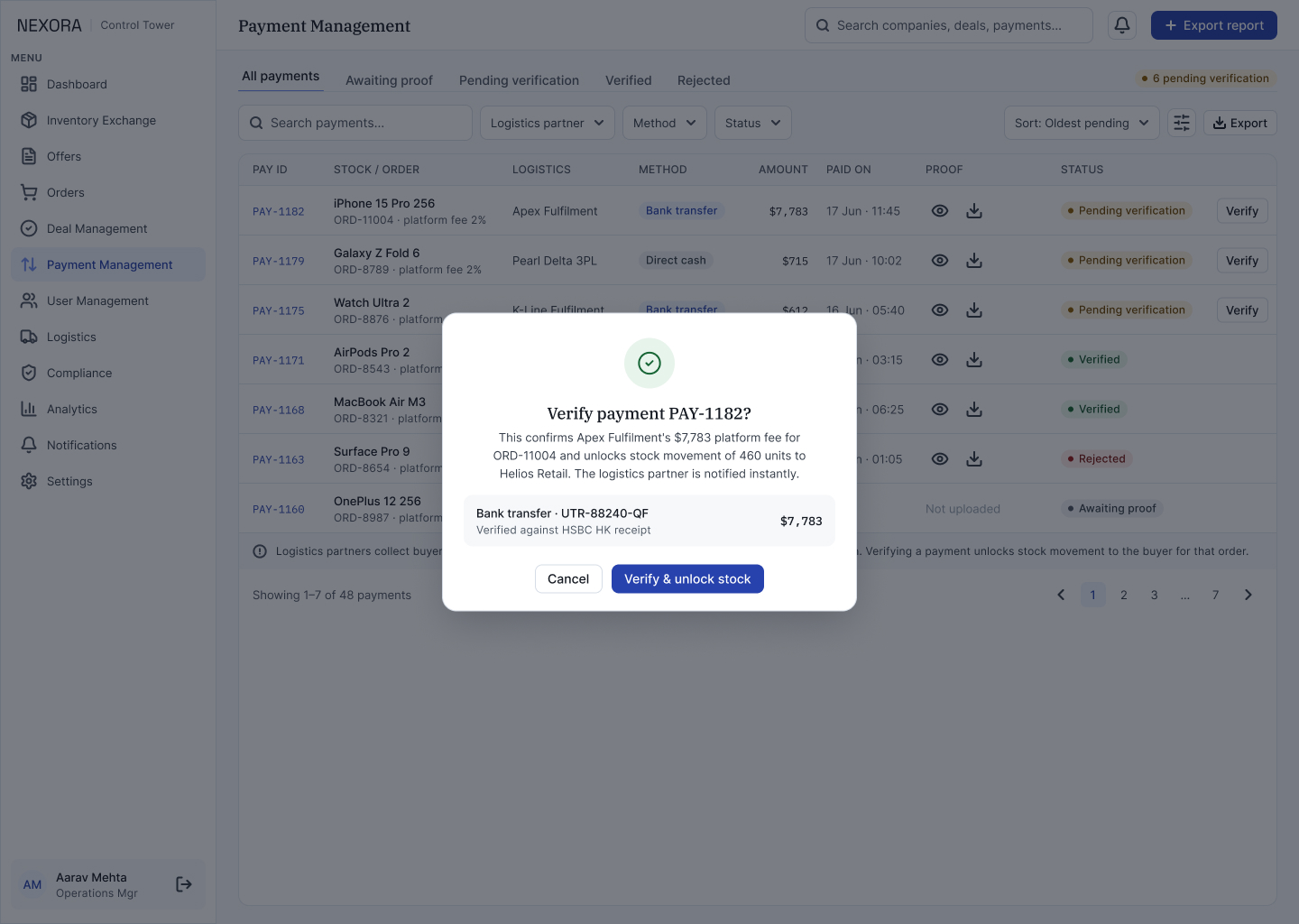 P3 · Dialog — Verify Payment