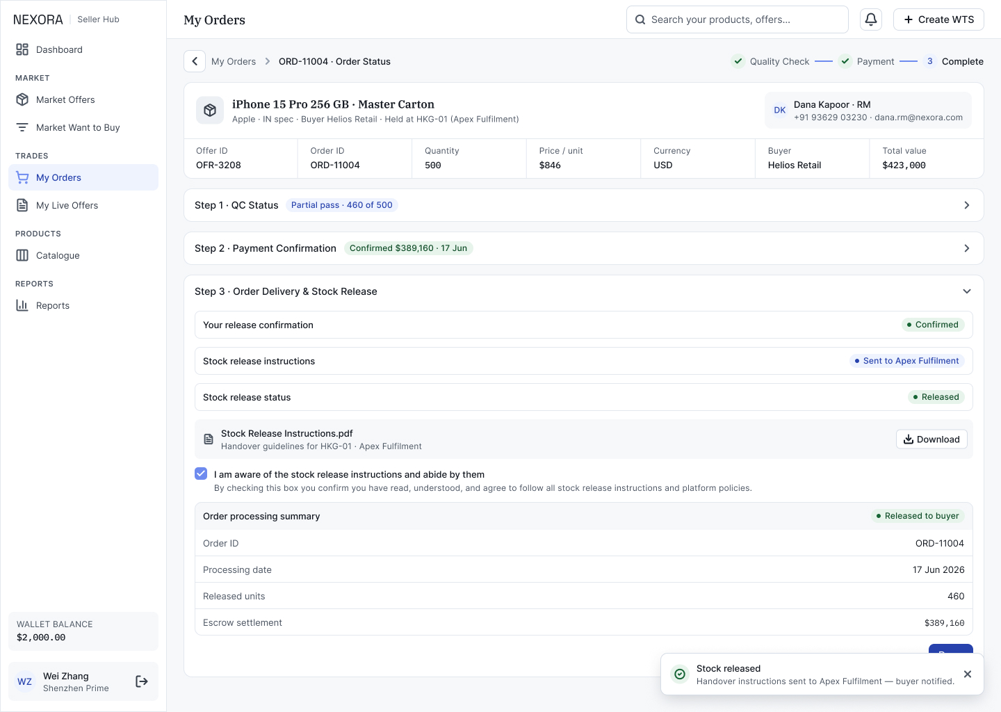 S4d · Order › Step 3 — Released
