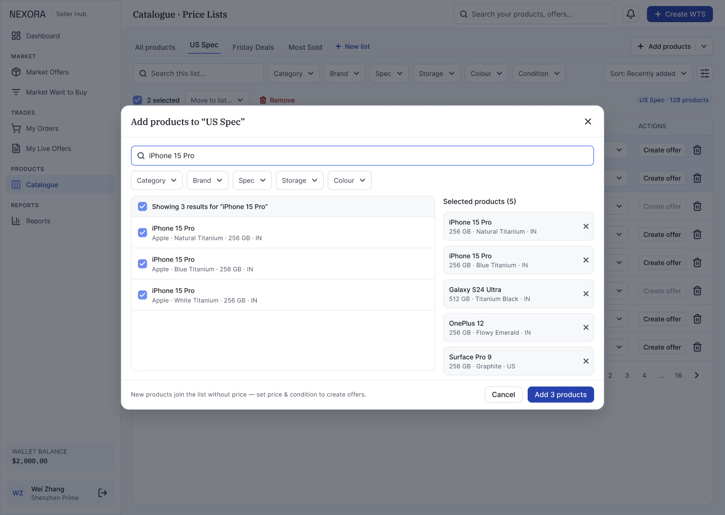 S8c · Modal — Add Products