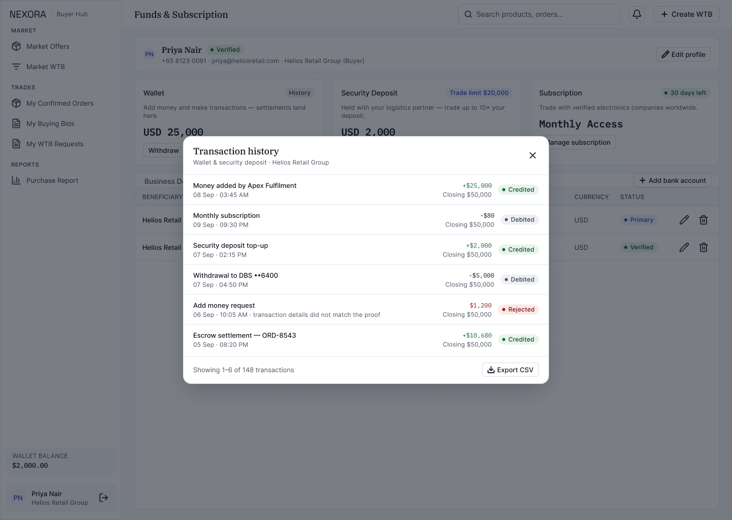 W4 · Modal — Transaction History